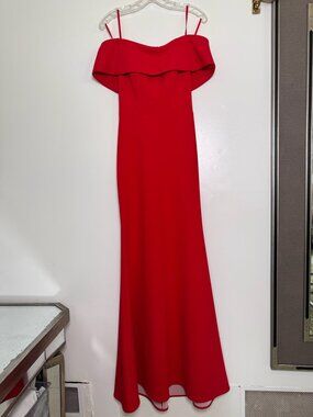 Aqua Dresses Romantic Red Off Shoulder Mermaid Maxi Gown 2 NWOT